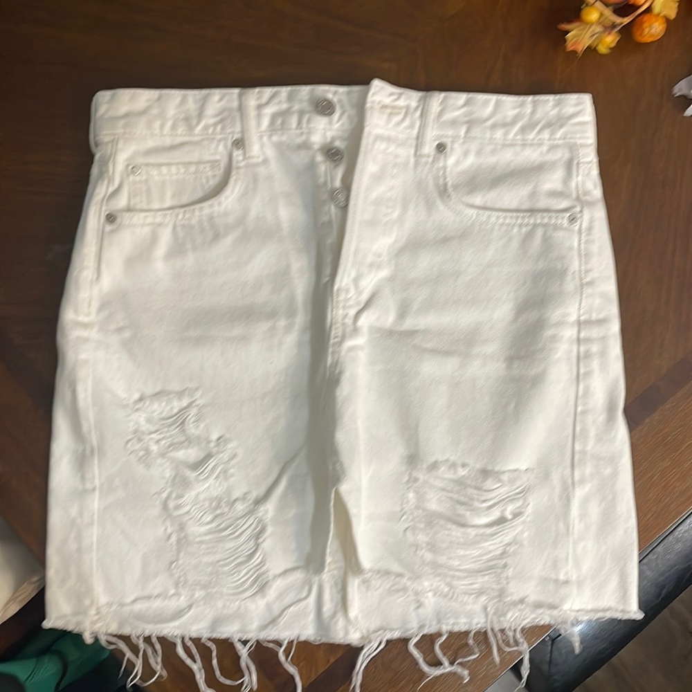 White Denim Skirt